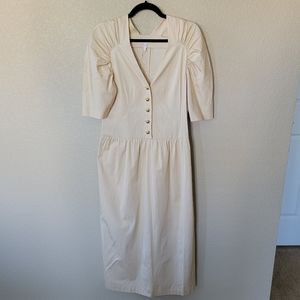 NWT Rebecca Taylor Ruched Faille Dress in Buttercream, Size 4